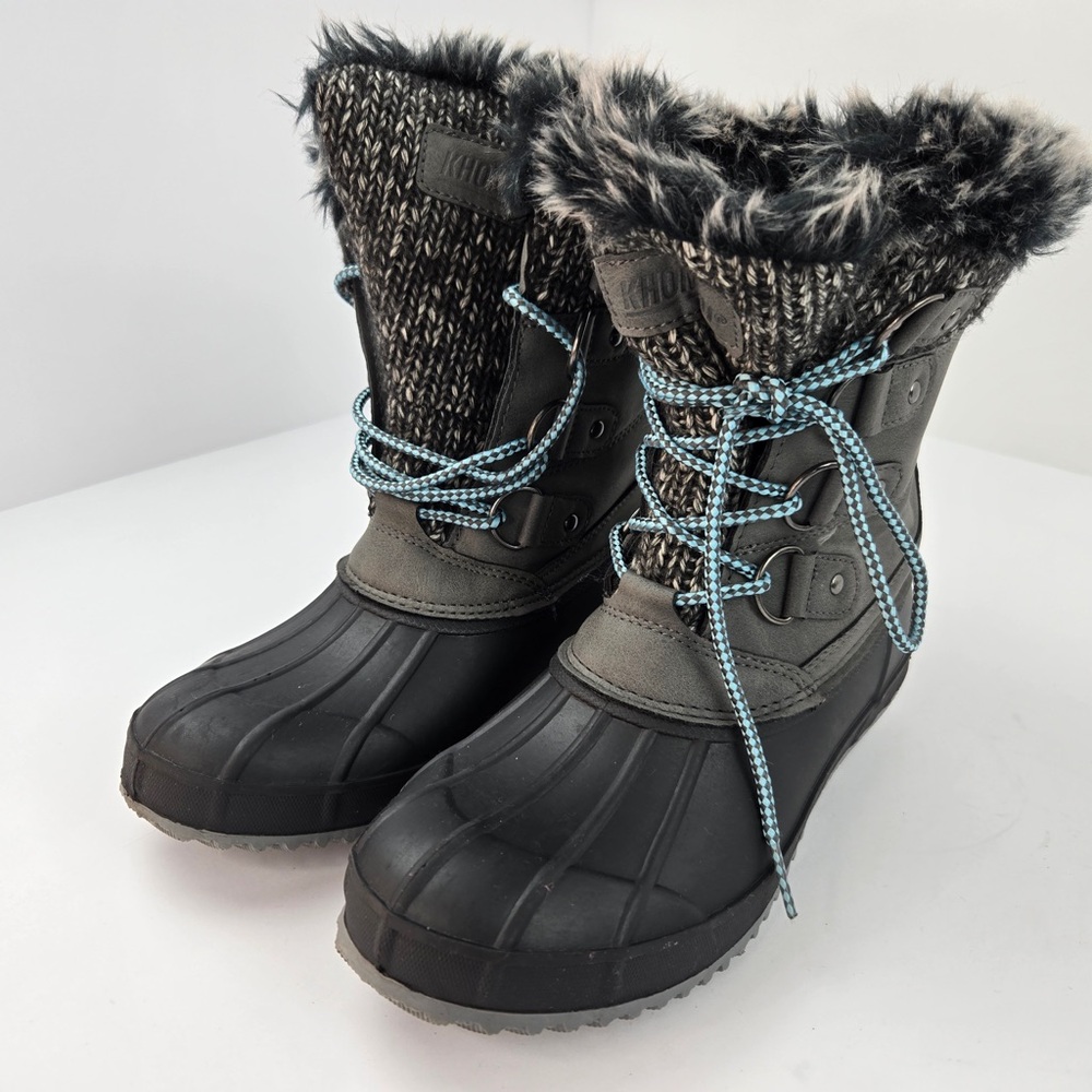 Khombu Black and Gray Lace Up Boots
